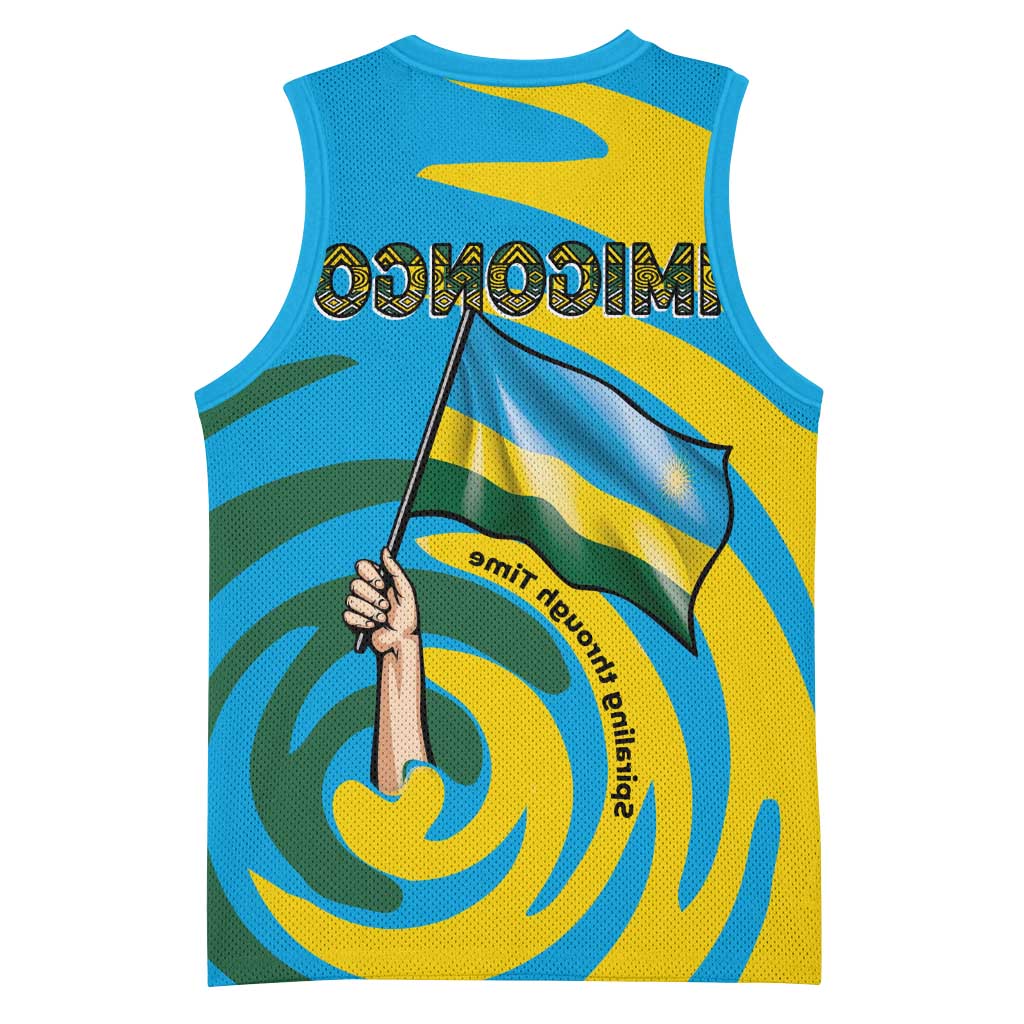 Rwanda Basketball Jersey with Imigongo Spiraling Flag Hand Wave Time Spirit - African Pride