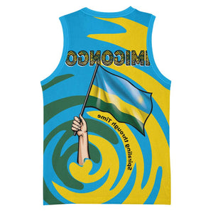 Rwanda Basketball Jersey with Imigongo Spiraling Flag Hand Wave Time Spirit - African Pride