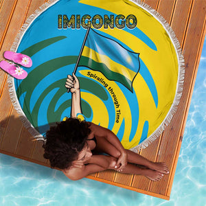 Rwanda Beach Blanket with Imigongo Spiraling Flag Hand Wave Time Spirit