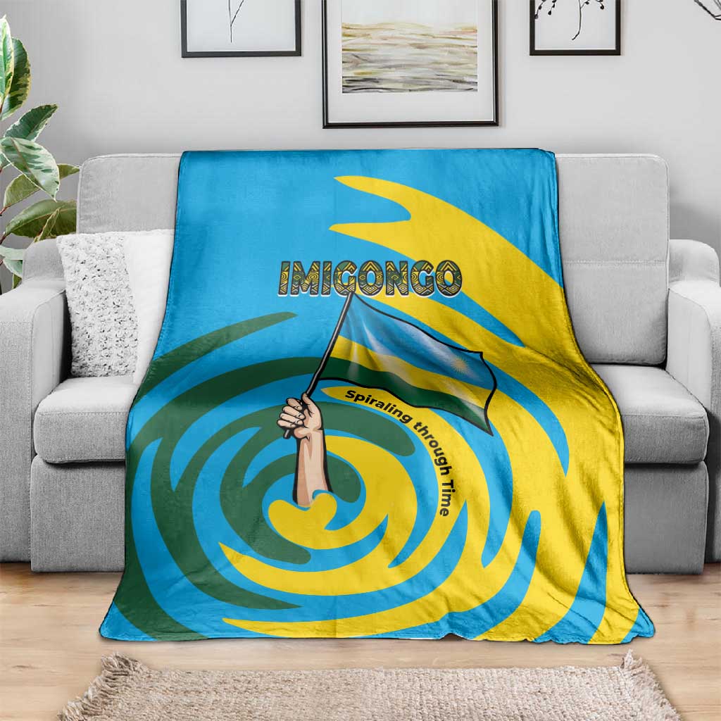 Rwanda Blanket with Imigongo Spiraling Flag Hand Wave Time Spirit