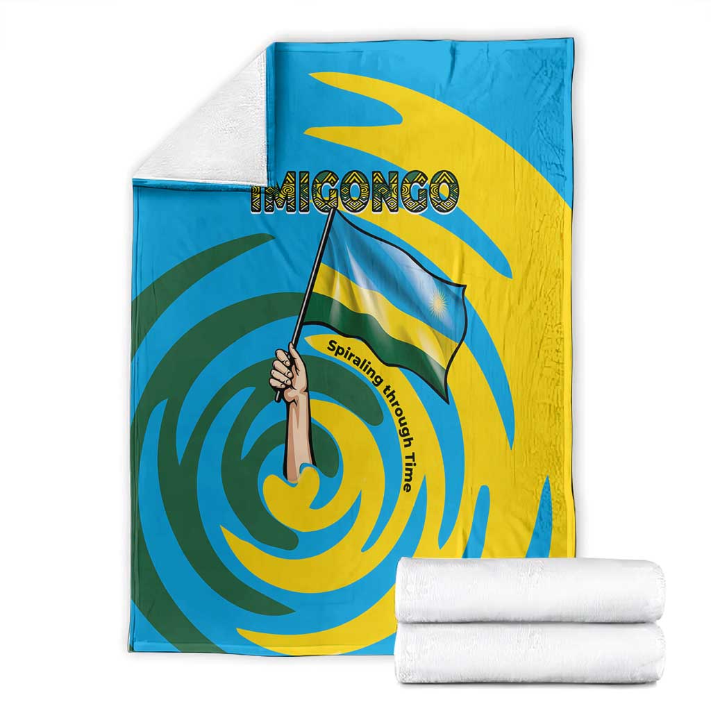 Rwanda Blanket with Imigongo Spiraling Flag Hand Wave Time Spirit