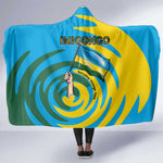 Rwanda Hooded Blanket with Imigongo Spiraling Flag Hand Wave Time Spirit