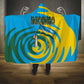 Rwanda Hooded Blanket with Imigongo Spiraling Flag Hand Wave Time Spirit