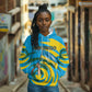 Rwanda Hoodie with Imigongo Spiraling Flag Hand Wave Time Spirit