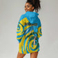 Rwanda Hoodie Dress with Imigongo Spiraling Flag Hand Wave Time Spirit
