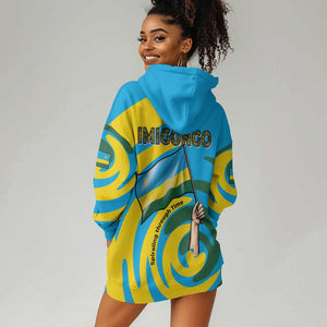 Rwanda Hoodie Dress with Imigongo Spiraling Flag Hand Wave Time Spirit