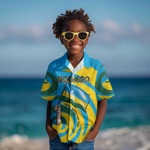 Rwanda Kid Hawaiian Shirt with Imigongo Spiraling Flag Hand Wave Time Spirit
