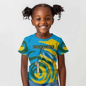 Rwanda Kid T shirt with Imigongo Spiraling Flag Hand Wave Time Spirit