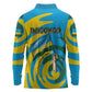 Rwanda Long Sleeve Polo Shirt with Imigongo Spiraling Flag Hand Wave Time Spirit