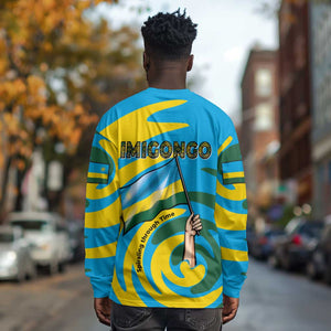 Rwanda Long Sleeve Shirt with Imigongo Spiraling Flag Hand Wave Time Spirit