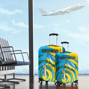 Rwanda Luggage Cover with Imigongo Spiraling Flag Hand Wave Time Spirit