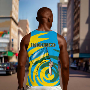 Rwanda Men Tank Top with Imigongo Spiraling Flag Hand Wave Time Spirit