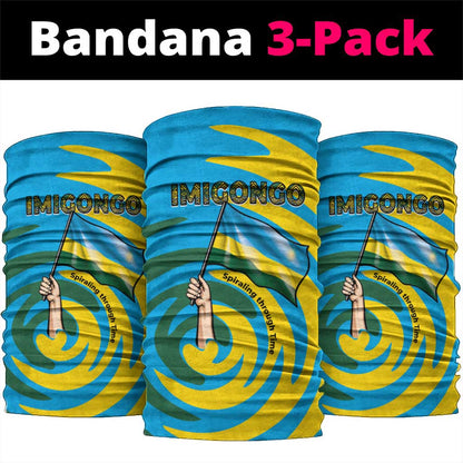 Rwanda Neck Gaiter with Imigongo Spiraling Flag Hand Wave Time Spirit - African Pride