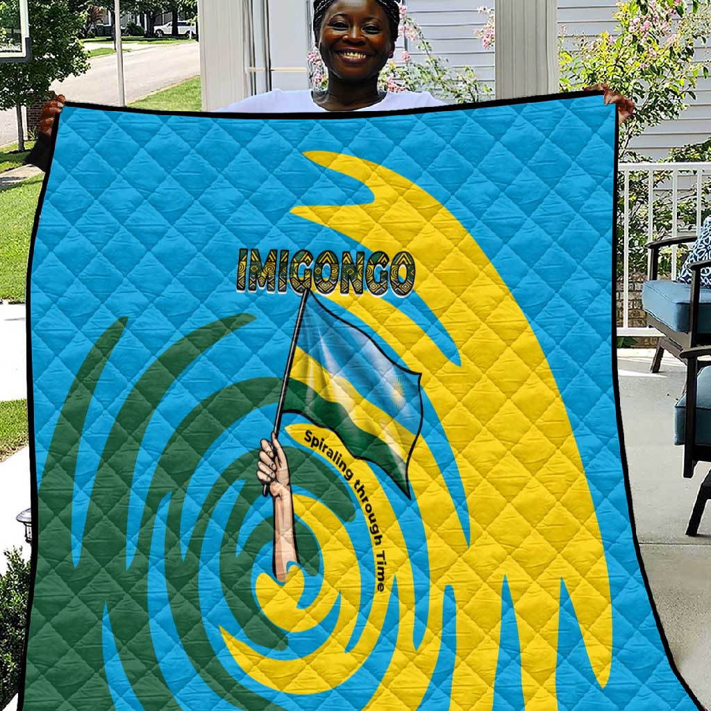 Rwanda Quilt with Imigongo Spiraling Flag Hand Wave Time Spirit
