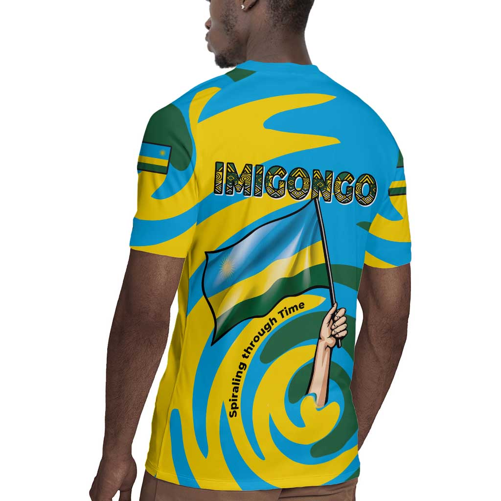 Rwanda Rugby Jersey with Imigongo Spiraling Flag Hand Wave Time Spirit