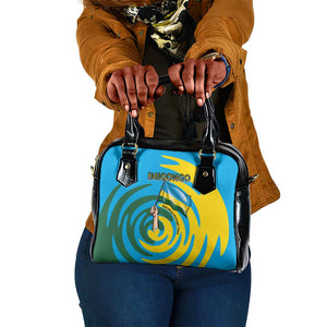 Rwanda Shoulder Handbag with Imigongo Spiraling Flag Hand Wave Time Spirit