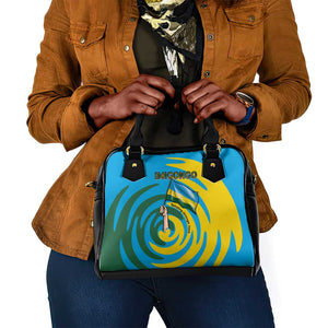 Rwanda Shoulder Handbag with Imigongo Spiraling Flag Hand Wave Time Spirit