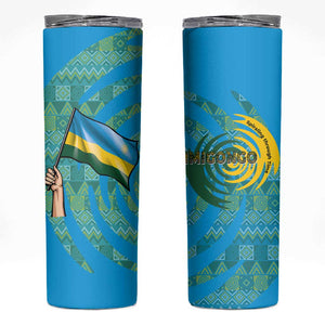 Rwanda Skinny Tumbler with Imigongo Spiraling Flag Hand Wave Time Spirit