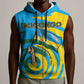 Rwanda Sleeveless Zip Hoodie with Imigongo Spiraling Flag Hand Wave Time Spirit - African Pride