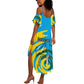 Rwanda Summer Maxi Dress with Imigongo Spiraling Flag Hand Wave Time Spirit