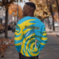 Rwanda Sweatshirt with Imigongo Spiraling Flag Hand Wave Time Spirit