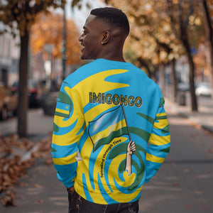 Rwanda Sweatshirt with Imigongo Spiraling Flag Hand Wave Time Spirit