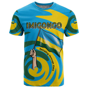 Rwanda T shirt with Imigongo Spiraling Flag Hand Wave Time Spirit