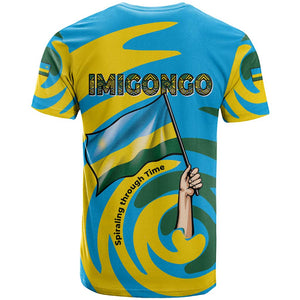Rwanda T shirt with Imigongo Spiraling Flag Hand Wave Time Spirit