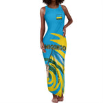Rwanda Tank Maxi Dress with Imigongo Spiraling Flag Hand Wave Time Spirit