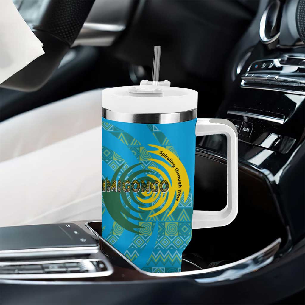 Rwanda Tumbler With Handle with Imigongo Spiraling Flag Hand Wave Time Spirit