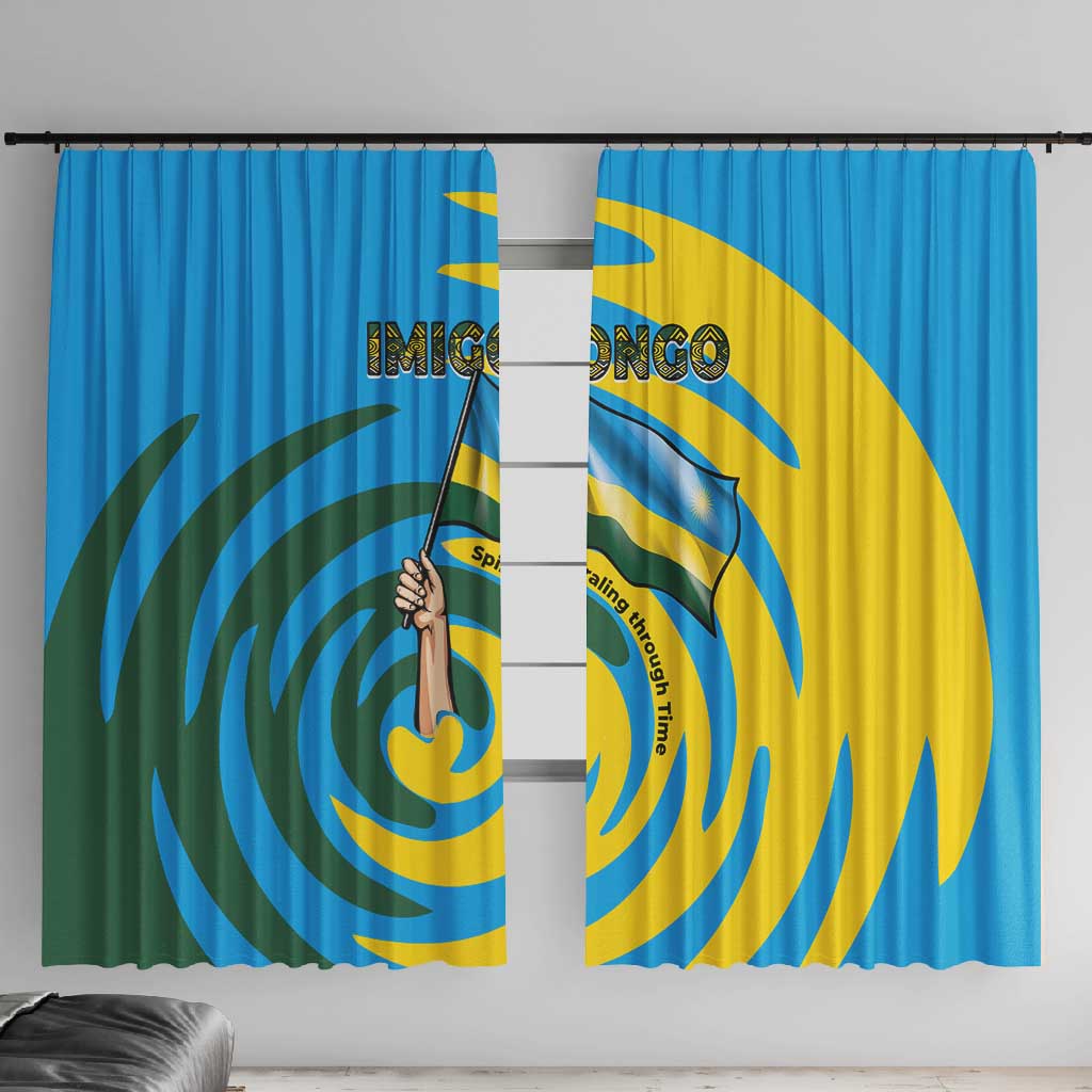 Rwanda Window Curtain with Imigongo Spiraling Flag Hand Wave Time Spirit