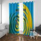 Rwanda Window Curtain with Imigongo Spiraling Flag Hand Wave Time Spirit