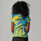 Rwanda Women V-Neck T-Shirt with Imigongo Spiraling Flag Hand Wave Time Spirit