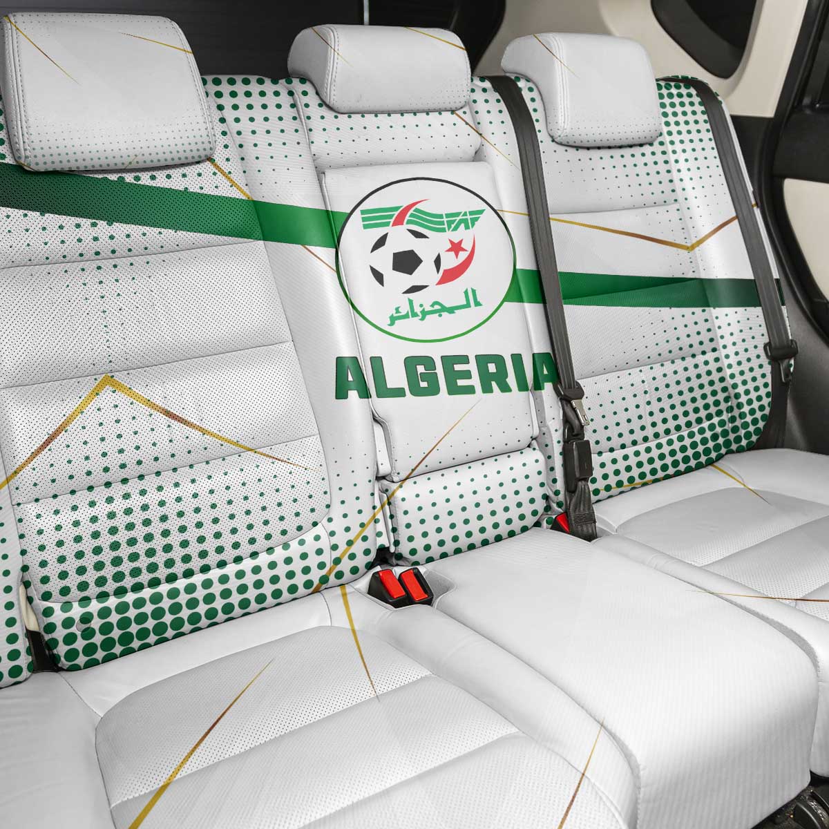 Algeria Soccer Back Car Seat Cover with Desert Warriors Text and National Flag Design