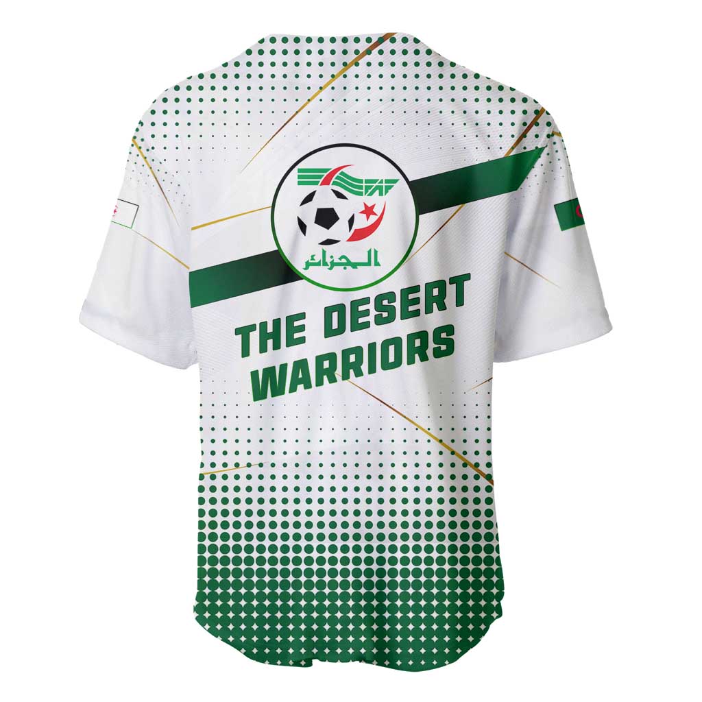 Algeria Soccer Baseball Jersey with Desert Warriors Text and National Flag Design