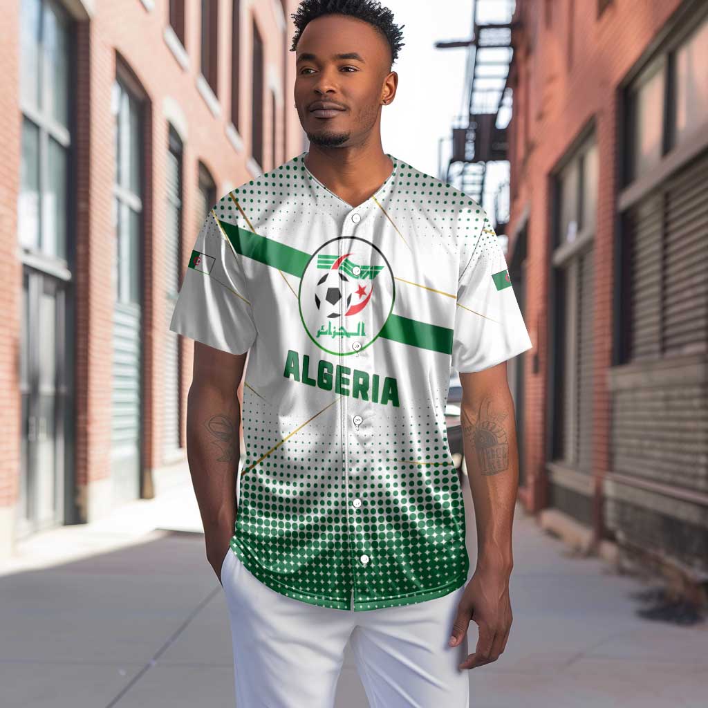 Algeria Soccer Baseball Jersey with Desert Warriors Text and National Flag Design