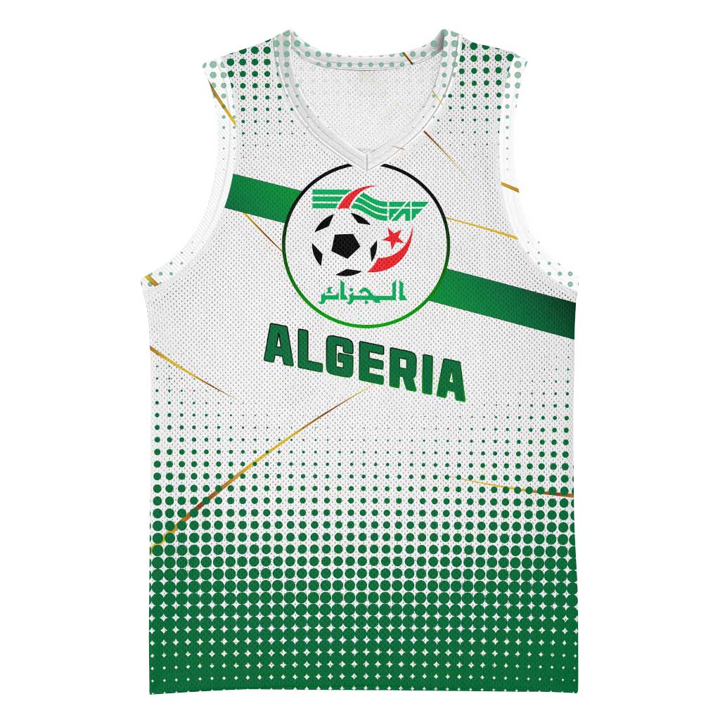 Algeria Soccer Basketball Jersey with Desert Warriors Text and National Flag Design - African Pride