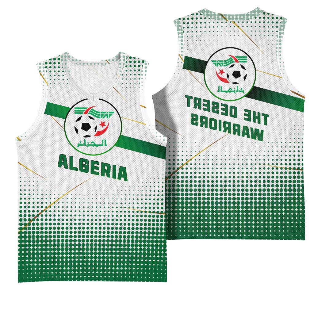 Algeria Soccer Basketball Jersey with Desert Warriors Text and National Flag Design - African Pride