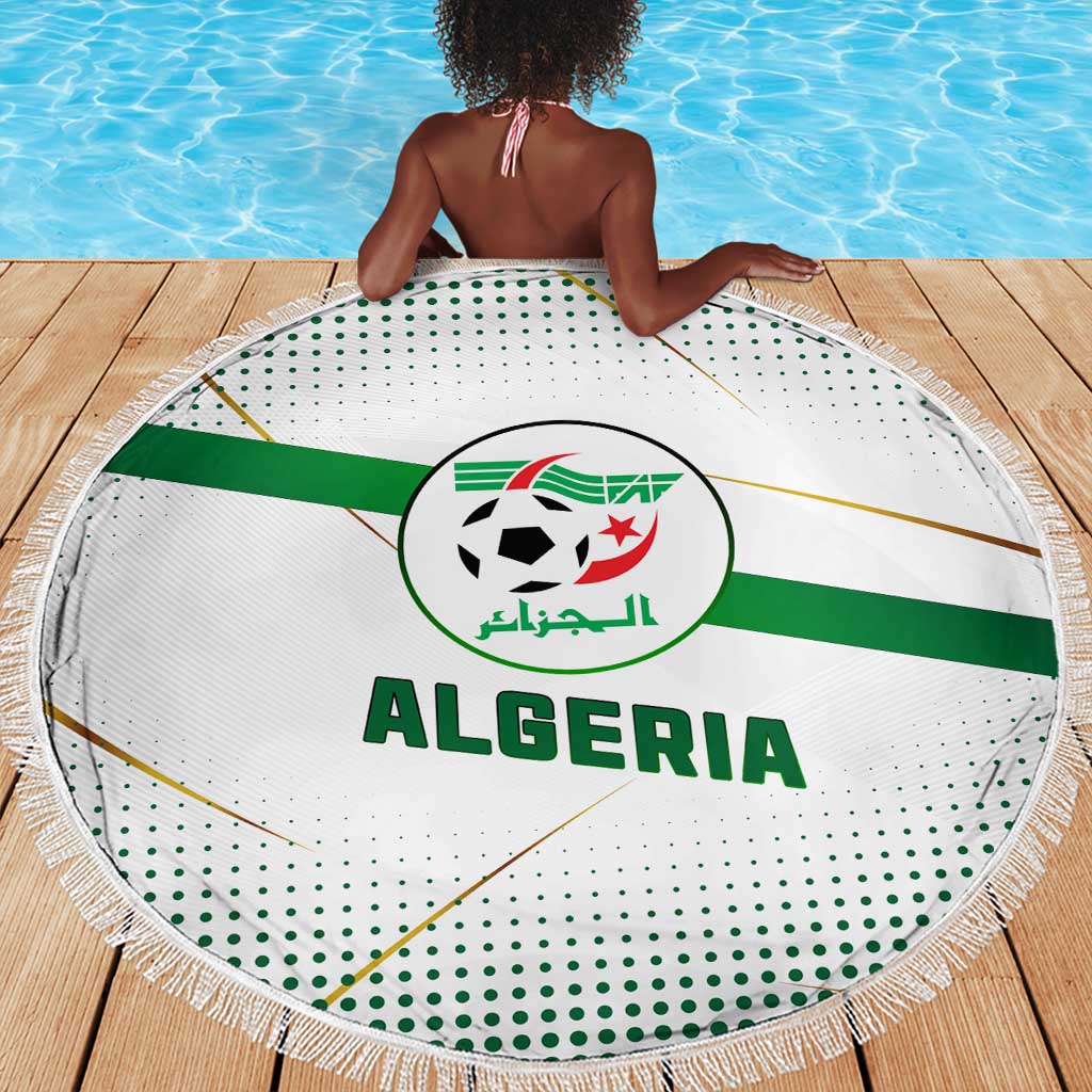 Algeria Soccer Beach Blanket with Desert Warriors Text and National Flag Design