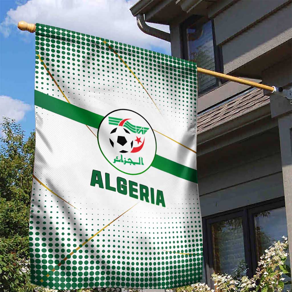 Algeria Soccer Garden Flag with Desert Warriors Text and National Flag Design