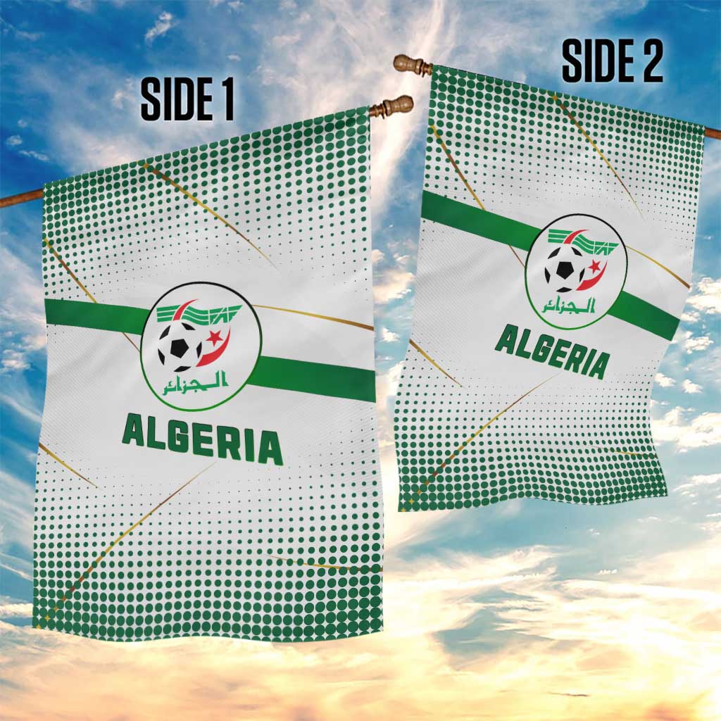 Algeria Soccer Garden Flag with Desert Warriors Text and National Flag Design