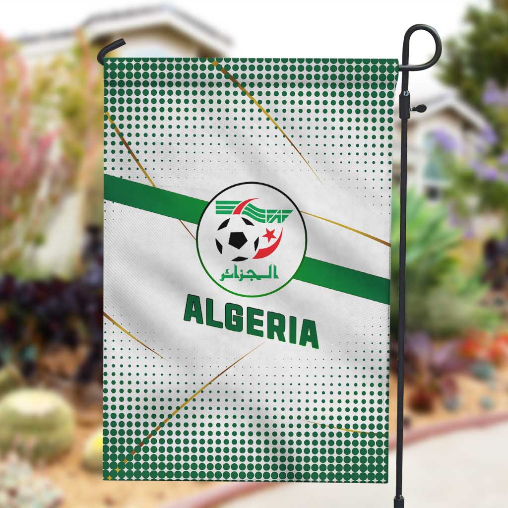 Algeria Soccer Garden Flag with Desert Warriors Text and National Flag Design