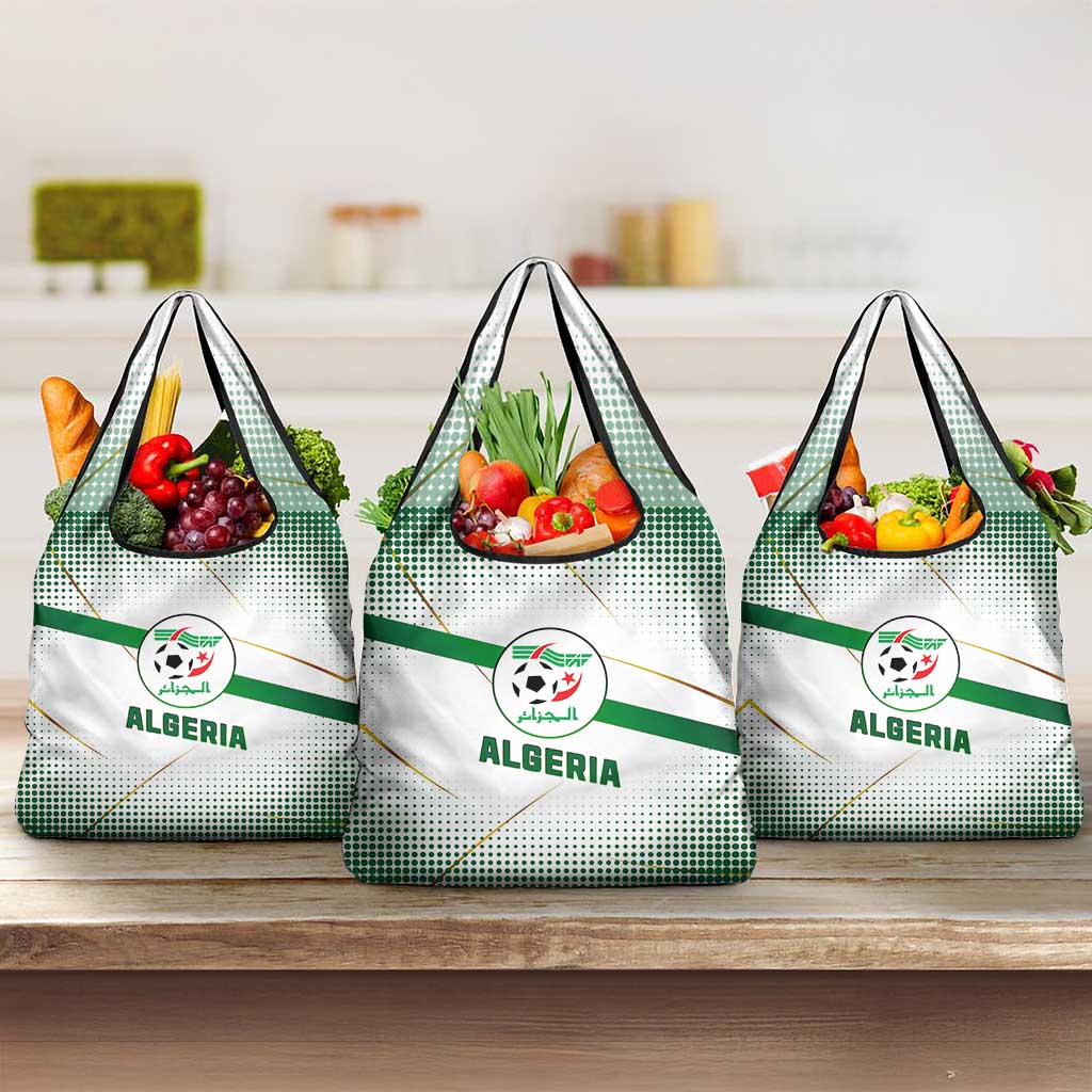 Algeria Soccer Grocery Bag with Desert Warriors Text and National Flag Design