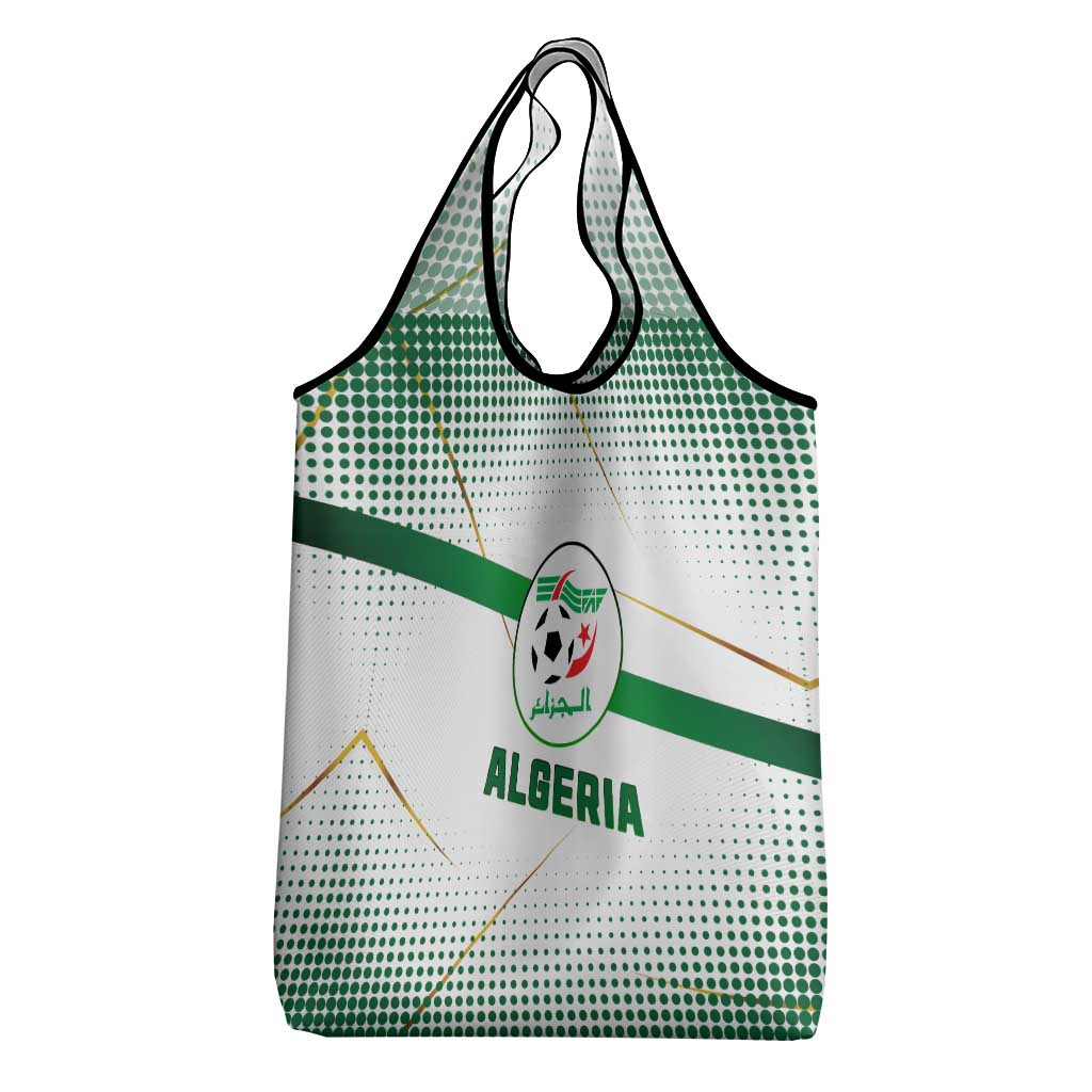 Algeria Soccer Grocery Bag with Desert Warriors Text and National Flag Design