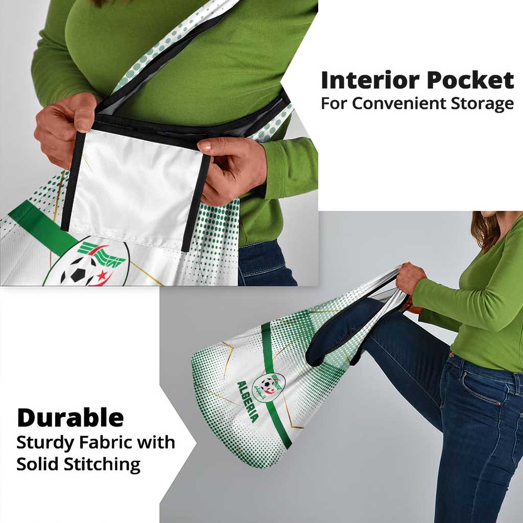 Algeria Soccer Grocery Bag with Desert Warriors Text and National Flag Design