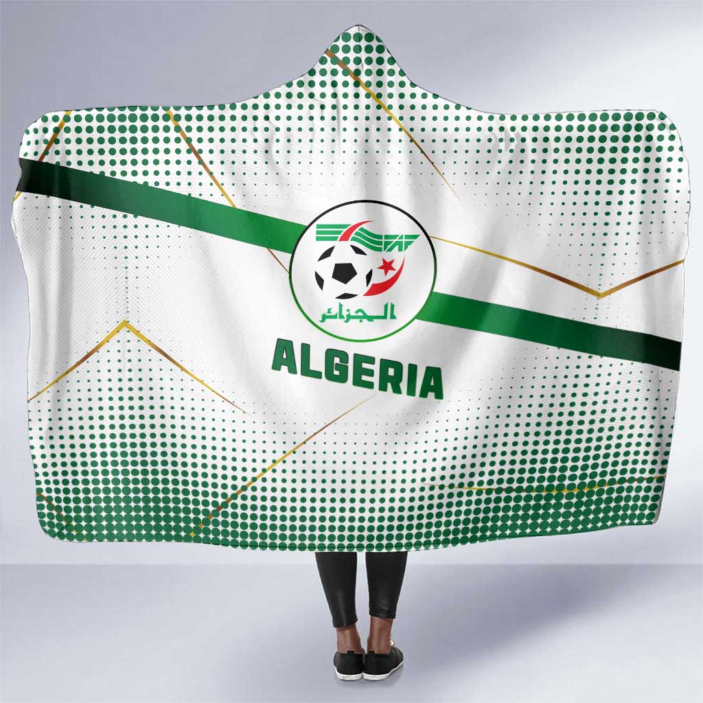 Algeria Soccer Hooded Blanket with Desert Warriors Text and National Flag Design