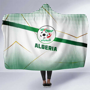 Algeria Soccer Hooded Blanket with Desert Warriors Text and National Flag Design