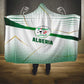 Algeria Soccer Hooded Blanket with Desert Warriors Text and National Flag Design