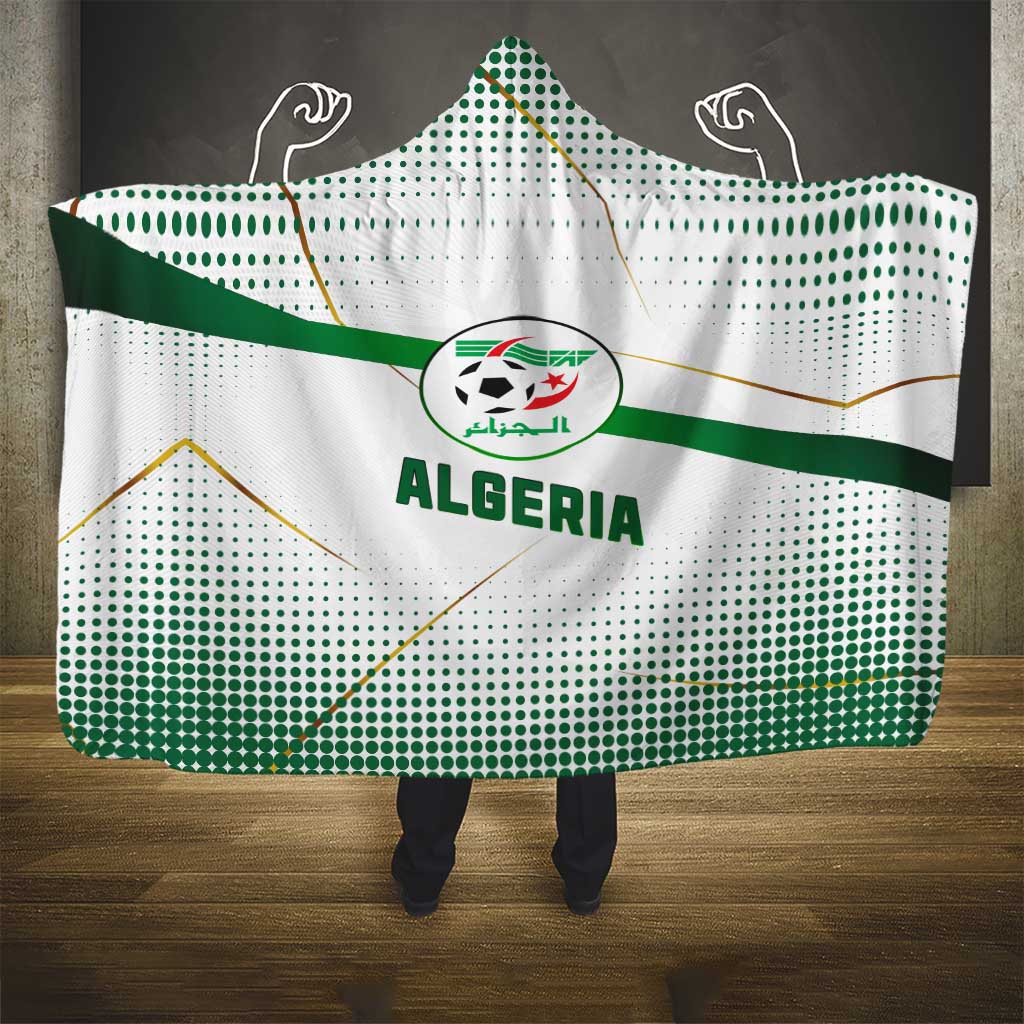Algeria Soccer Hooded Blanket with Desert Warriors Text and National Flag Design