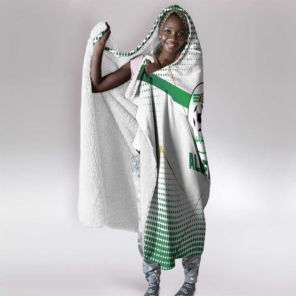 Algeria Soccer Hooded Blanket with Desert Warriors Text and National Flag Design